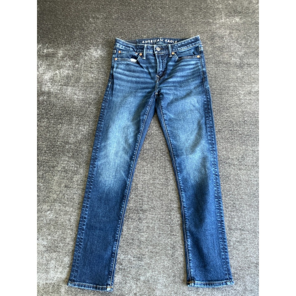 American Eagle Outfitters Airflex Skinny Leg Jeans Mens 30x30 Blue Denim Cotton‎